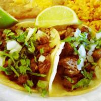 2 Street Tacos Lunch · Corn or flour. Carne asada, pollo asado, carnitas and fish.