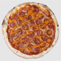 Spicy Lovers · Double pepperoni, sliced red chilies and our secret spice sauce topped on our signature chee...