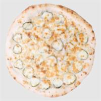 Pickle Pizza · Dill pickles, mozzarella, and parmesan topped on our homemade garlic sauce, all on our homem...