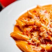 *New* Penne Alla Vodka · Our tender penne pasta is tossed with a fresh tomato base infused with a rich cream sauce se...