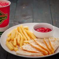 Cheese Quesadilla · With French fries and a Small Drink.