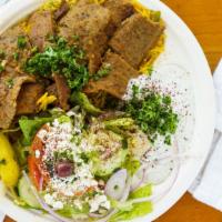 Gyro Platter · Large helpings of lamb and served with pita, tzatziki sauce, rice and greek salad.