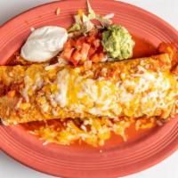 Expresso Burrito - Beef · Flour tortilla filled with beef, Spanish rice and beans, then topped with a mild red sauce, ...