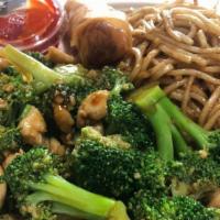 Broccoli Chicken · Broccoli sautéed with sliced chicken in a tangy brown sauce