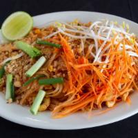 Pad Thai · Stir fried rice noodles consisting of your choice of meat, carrots, bean sprouts, green onio...