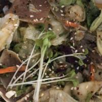 Albacore Tataki Salad · Seared albacore with vegetables and ponzu sauce.