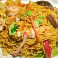 House Special Chow Mein · Soft noodle with prawn, chicken, beef, carrots, cabbage and celery.