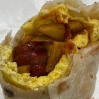 Sausage Burrito · Crumbled Pork breakfast sausage. All Burritos include 3 Eggs & Cheese