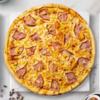Hawaii Hut Pizza · Mozzarella cheese, house special tomato sauce, Canadian ham, pineapple, and special blend of...