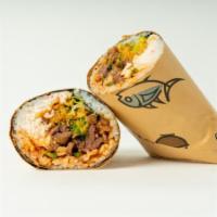 Bulgogi Beef Burrito (Sesame) · Cooked to perfection, thinly sliced ribeye beef marinated in a sweet soy sauce paired with o...