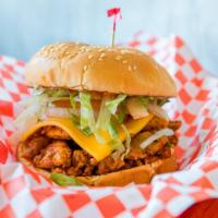 Chicken Masala Burger · Marinate chicken herbs spices with swiss cheese.