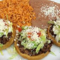 Traditional Mexican Dishes · Variety of Mexican dishes served with rice, beans and tortillas. Choices Meat for tacos and ...