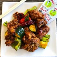 Kung Pao Chicken - Small · Wok-fired chicken, bell pepper, zucchini, green onions, chili peppers, aromatics tossed in a...