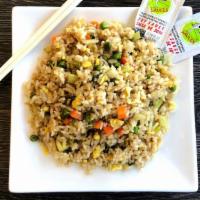 Fried Rice - Small · White rice, egg, peas and carrots tossed with a slightly seasoned sauce and sauteed.