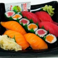Living Color Combo · 6 pieces of Hoso Maki: 3 pieces of salmon and 3 pieces of tuna rolled in seaweed and sushi r...