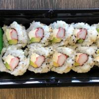 Philadelphia Roll (10 Pc) · Crab Stick, Avocado & Cream Cheese rolled in Seaweed with Sushi Rice and Sesame Seeds.