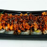 Louisiana Roll (10 Pc) · Imitation crab salad, avocado and cucumber rolled in seaweed and sushi rice. Topped with tor...