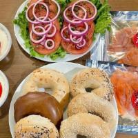 Lox & Bagel Brunch For 6 · 1 LB. LOX, 6 FRESH BAGELS, 1 LB. CREAM CHEESE, LETTUCE, TOMATOES, CAPERS, ONIONS