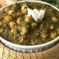 Saag Chana · Vegetarian. An Indian classical dish with creamy and spiced spinach and chickpeas. Served wi...