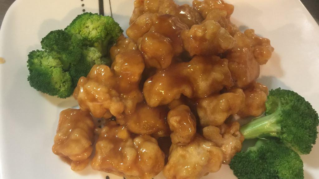 General Tso Chicken · Deep-fried, breaded chicken topped with general tso sauce.