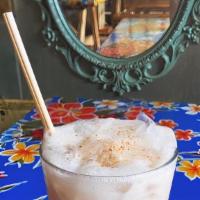 Horchata · A creamy rice and almond drink sweetened with cinnamon and sugar. Served in a 12oz sealed bo...