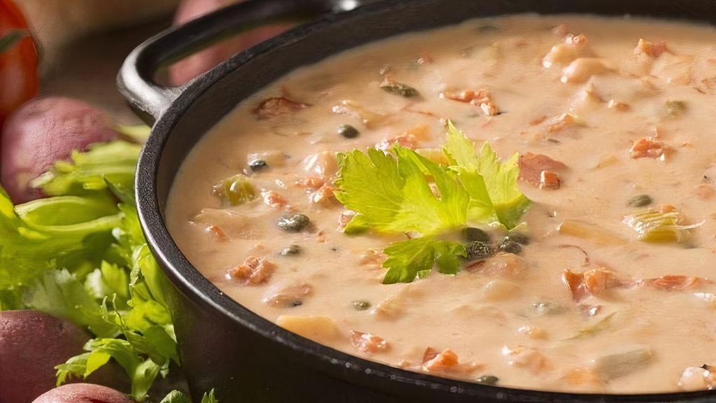 Smoked Salmon Chowder · A Seattle favorite! Northwest smoked salmon, capers, and cream