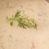 Seared Scallop Chowder · Succulent scallops, kettle-seared in a creamy broth w/ dill and lime juice