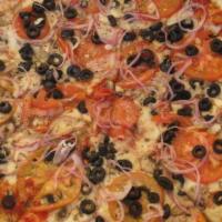 The Delicious Pizza (Xl 16 Slices) · A 2GP original! Sun-dried tomatoes, artichoke hearts, ricotta cheese, black olives and fresh...