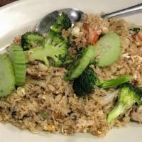 Thai Fried Rice · Stir fried with rice, egg, onions, green onions, and tomatoes