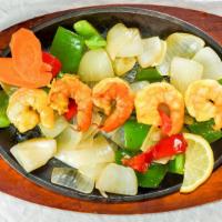 Tandoori Shrimp · Peanut-free, egg-free, tree-nut-free, gluten-free. Tandoori baked jumbo shrimp cooked in che...
