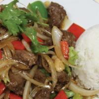 'Shaken' Beef Rice Plate / Cơm Bò Lúc Lắc · Marinated cubed steak, seared (or 'shaken') on hot wok. Served with steamed rice.