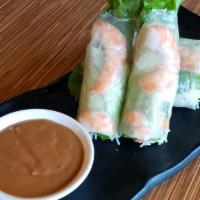 Shrimp Summer Salad Rolls* (2) · Shrimp, rice noodles, lettuce, mint, crushed peanuts, pickled daikon, and carrots, wrapped i...