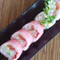 Beardslee Sushi Roll (5Pc) · Salmon, shrimp, snow crab, avocado, cucumber, radish sprouts, and tobiko wrapped in soy paper.