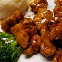 General Tso'S Chicken · Lightly battered chicken in a tangy garlic sauce with steamed broccoli. Served with steamed ...