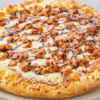 Bbq Chicken · Lots of BBQ Sauce, Chicken marinated in BBQ sauce, and mozzarella cheese.
