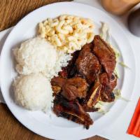Aloha Kalbi Rib · Char-Grilled Bone-in Beef Short Ribs marinated in our aloha special sauce. Fingerlickin' good!