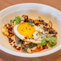 Mushroom & Squash* · Vegetarian. Gluten free. Squash filled Tetela,  2 Farm Sunny Egg, Roasted Cauliflower, Shime...