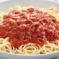 Spaghetti With Meat Sauce · Spaghetti topped with meat sauce made with. ground beef, vine-ripened tomatoes, and Italian ...