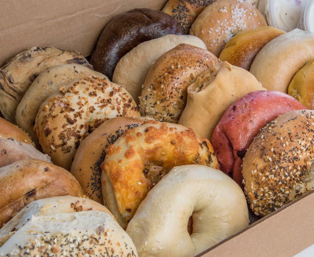 Bagel Special - Serves 20-24 · An assortment of 2 dozen bagels & bialys. This assortment is accompanied by 2 - 8 oz containers of plain cream cheese and 2 - 8 oz containers of flavored cream cheese.