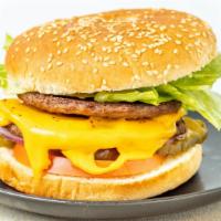 Char Beef & Lamburgerghini · (Char cooked). two lamb&beef patties with a slice of yellow cheese, lettuce, tomatoes, grill...