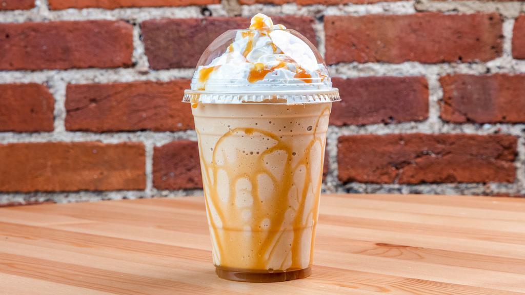 Blended Coffee Frap · Your choice of caramel, vanila, or cookies n cream.