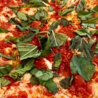 Tomato Pie · Just marinara and fresh basil. That's a freaking good pizza.