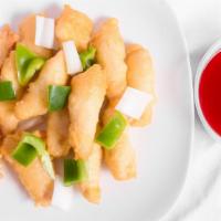 Sweet And Sour Chicken · Deep-fried, with bell pepper and pineapple stirred with fruit sweet and sour sauce.