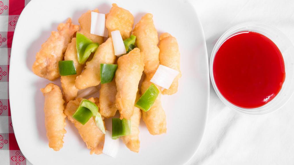 Sweet And Sour Chicken · Deep-fried, with bell pepper and pineapple stirred with fruit sweet and sour sauce.