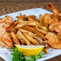 Shrimp Sampler · Four extra-large golden butterflied shrimp & four shrimp scampi, prepared in warm garlic but...