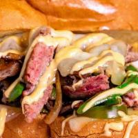 H #15 Midland · Choice of Bread, Steak Meat, Bell Peppers, Mushroom, Jalapeno, Onions, Chipotle Mayo and Cho...
