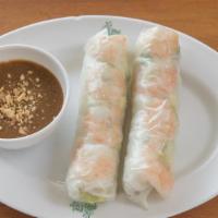 Fresh Spring Rolls (2 Rolls) · Rice noodle, lettuce, herbs, bean sprout, serve with peanut sauce.