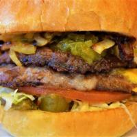 Sweet Heat Burger · Made with American & Swiss Cheese, Mayo, Hot Peppers, Hot Pepper Oil, Lettuce, Hot Sauce, To...