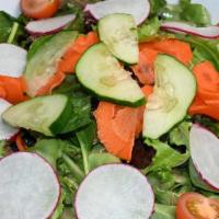 Mixed Green Salad · carrot, cucumber, tomato, red wine vinaigrette