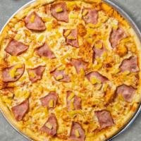 Ohana'S Pizza · Pineapples, ham and mozzarella cheese baked on a hand-tossed dough